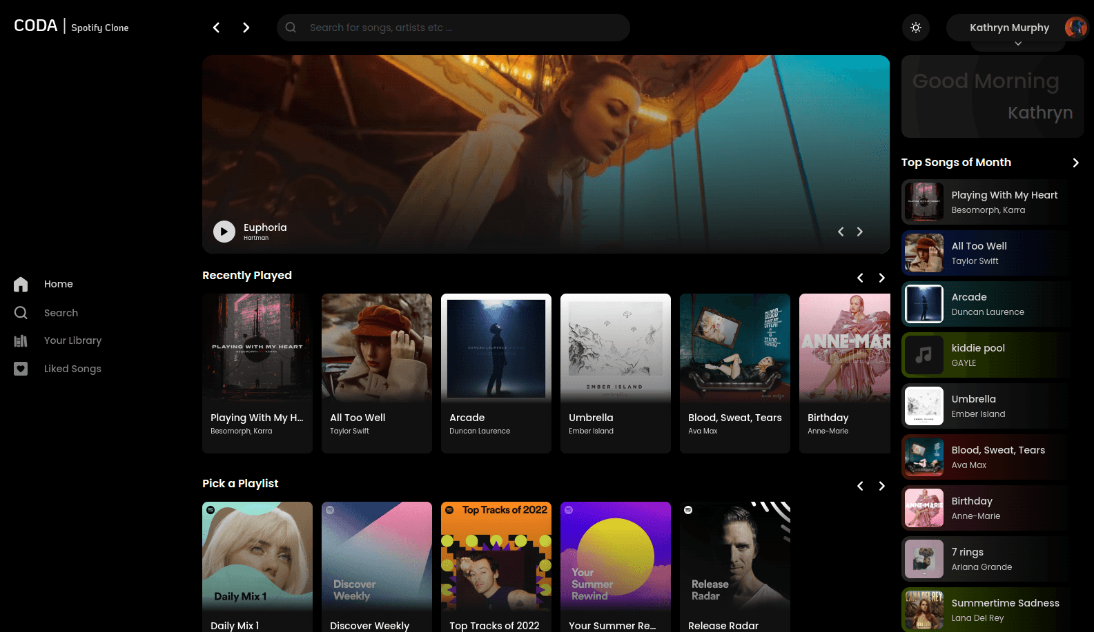 Coda: Spotify UI Clone